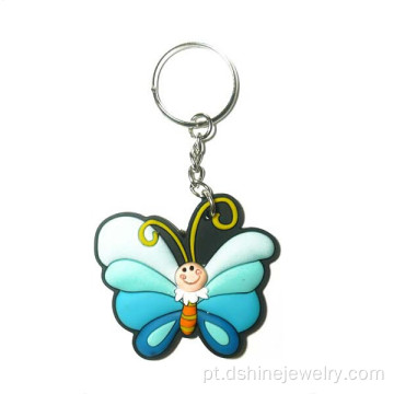 Silicone capa chave alta qualidade borboleta PVC Keychain macio